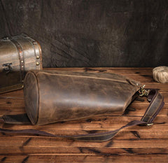Cool Mens Leather Barrel Large Sling Bag