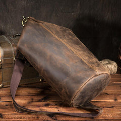 Cool Mens Leather Barrel Chest Bags Bucket Sling Bag One Shoulder Backpack For Men