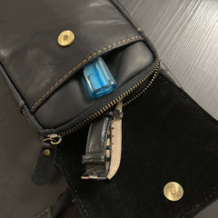 Cool Black Leather Men's Biker Belt Pouch Belt Bag Black Small Biker Side Bag For Men - imessengerbags