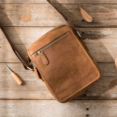 Small Cool Leather Mens Messenger Bags Shoulder Bags for Men