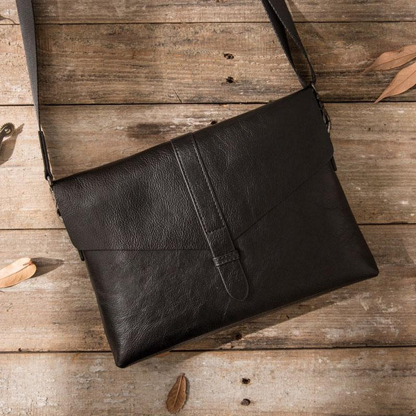 Small Leather Black Mens Cool Messenger Bags Shoulder Bags  for Men - imessengerbags