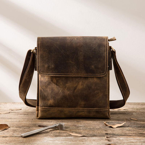 Small Leather Vintage Mens Cool Messenger Bags Shoulder Bags  for Men