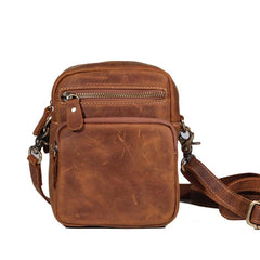 Vintage Brown Leather Men's Belt Pouches Cell Phone Holsters Mini Side Bag For Men - imessengerbags
