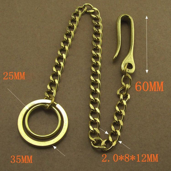 Solid Brass 15inch Wallet Chain Cool Punk Rock Biker Trucker Wallet Chain Trucker Wallet Chain for Men - imessengerbags