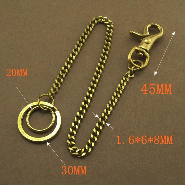 Solid Brass 15inch Wallet Chain Cool Punk Rock Biker Trucker Wallet Chain Trucker Wallet Chain for Men - imessengerbags