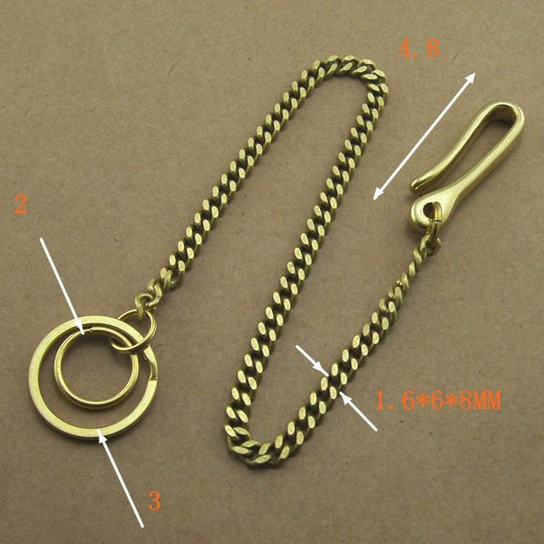 Solid Brass 15inch Wallet Chain Cool Punk Rock Biker Trucker Wallet Chain Trucker Wallet Chain for Men - imessengerbags
