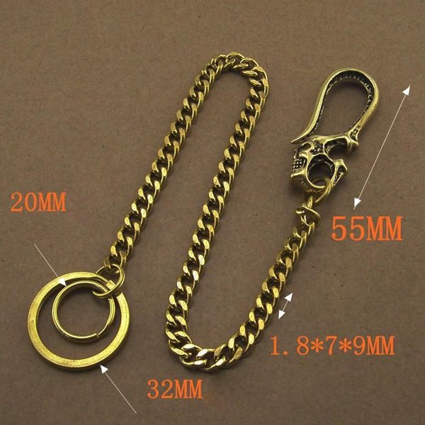 Solid Brass 15inch Wallet Chain Cool Punk Rock Biker Trucker Wallet Chain Trucker Wallet Chain for Men - imessengerbags