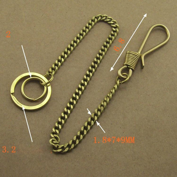 Solid Brass 15inch Wallet Chain Cool Punk Rock Biker Trucker Wallet Chain Trucker Wallet Chain for Men - imessengerbags
