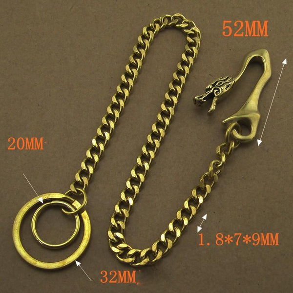 Solid Brass 15inch Wallet Chain Cool Punk Rock Biker Trucker Wallet Chain Trucker Wallet Chain for Men - imessengerbags