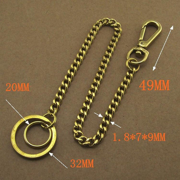 Solid Brass 15inch Wallet Chain Cool Punk Rock Biker Trucker Wallet Chain Trucker Wallet Chain for Men - imessengerbags