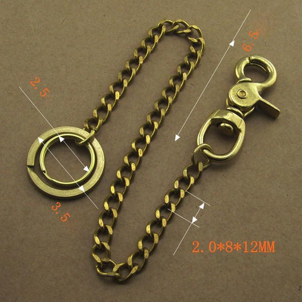 Solid Brass 15inch Wallet Chain Cool Punk Rock Biker Trucker Wallet Chain Trucker Wallet Chain for Men - imessengerbags