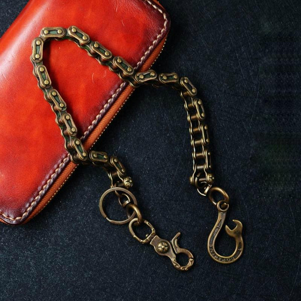 Solid Brass Cool Punk Rock Bike Chain Wallet Chain Biker Trucker Wallet Chain Trucker Wallet Chain for Men - imessengerbags