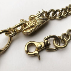 Solid Brass Cool Punk Rock Chinese Dragon Wallet Chain Biker Trucker Wallet Chain Trucker Wallet Chain for Men - imessengerbags