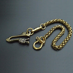 Solid Brass Cool Punk Rock Skull Wallet Chain Biker Trucker Wallet Chain Trucker Wallet Chain for Men - imessengerbags