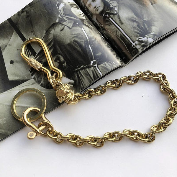 Solid Brass Cool Punk Rock Skull Wallet Chain Biker Trucker Wallet Chain Trucker Wallet Chain for Men - imessengerbags
