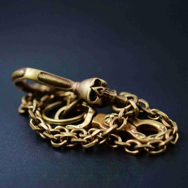 Solid Brass Cool Punk Rock Skull Wallet Chain Biker Trucker Wallet Chain Trucker Wallet Chain for Men - imessengerbags