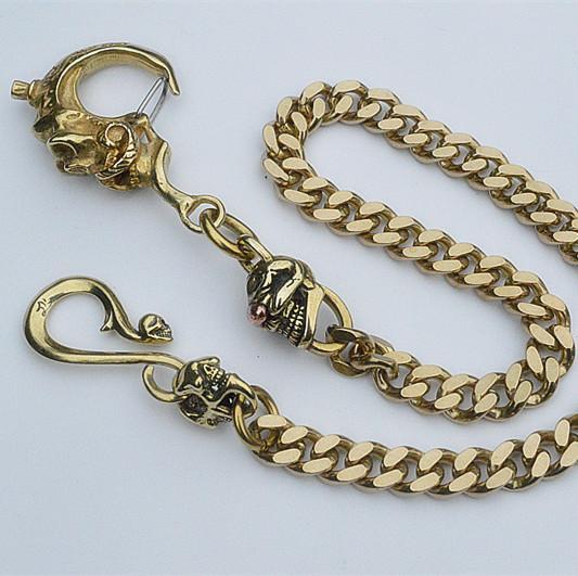 Solid Brass Cool Punk Rock Skull Wallet Chain Biker Trucker Wallet Chain Trucker Wallet Chain for Men