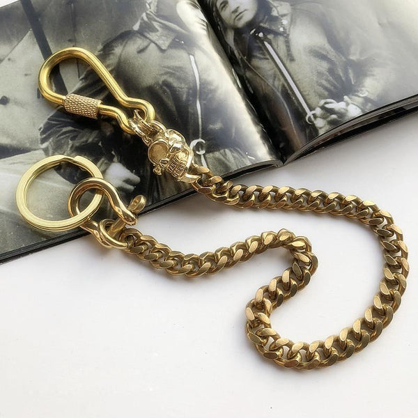 Solid Brass Cool Punk Rock Skull Wallet Chain Biker Trucker Wallet Chain Trucker Wallet Chain for Men - imessengerbags
