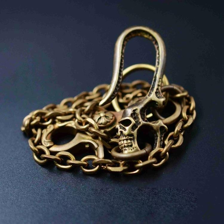 Solid Brass Cool Punk Rock Skull Wallet Chain Biker Trucker Wallet Chain Trucker Wallet Chain for Men
