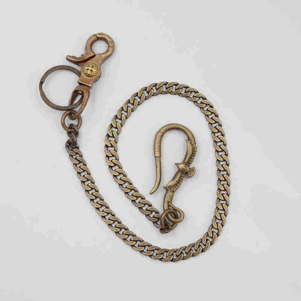 Solid Brass Cool Punk Rock Skull Wallet Chain Biker Trucker Wallet Chain Trucker Wallet Chain for Men - imessengerbags