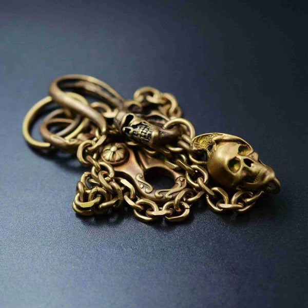 Solid Brass Cool Punk Rock Skull Wallet Chain Biker Trucker Wallet Chain Trucker Wallet Chain for Men - imessengerbags