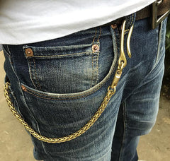 Solid Brass Cool Punk Rock Skull Wallet Chain Biker Trucker Wallet Chain Trucker Wallet Chain for Men - imessengerbags