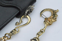 Solid Brass Cool Punk Rock Skull Wallet Chain Biker Trucker Wallet Chain Trucker Wallet Chain for Men