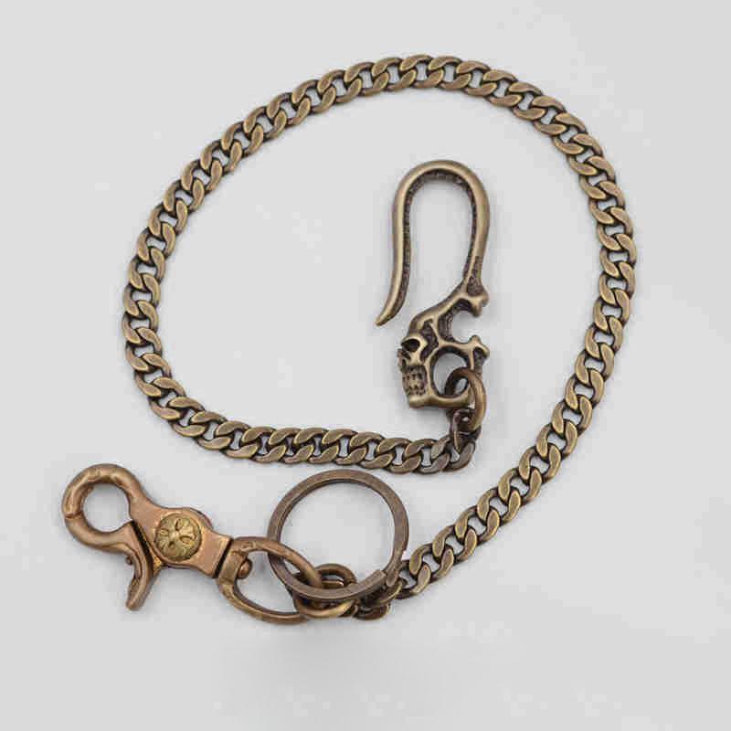 Solid Brass Cool Punk Rock Skull Wallet Chain Biker Trucker Wallet Chain Trucker Wallet Chain for Men - imessengerbags