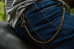 Solid Brass Cool Punk Rock Snake Bone Skull Wallet Chain Biker Trucker Wallet Chain Trucker Wallet Chain for Men