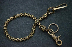 Solid Brass Cool Punk Rock Snake Bone Skull Wallet Chain Biker Trucker Wallet Chain Trucker Wallet Chain for Men