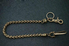 Solid Brass Cool Punk Rock Snake Bone Skull Wallet Chain Biker Trucker Wallet Chain Trucker Wallet Chain for Men