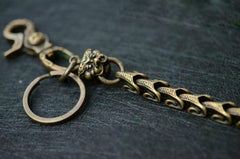 Solid Brass Cool Punk Rock Snake Bone Skull Wallet Chain Biker Trucker Wallet Chain Trucker Wallet Chain for Men