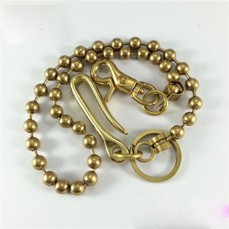 Solid Brass Cool Punk Rock Wallet Bead Chain Biker Trucker Wallet Chain Trucker Wallet Chain for Men - imessengerbags