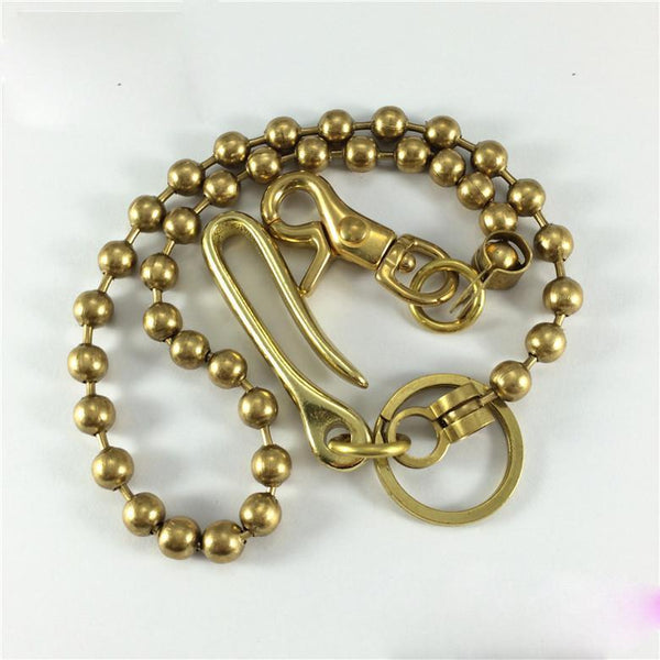 Solid Brass Cool Punk Rock Wallet Bead Chain Biker Trucker Wallet Chain Trucker Wallet Chain for Men - imessengerbags