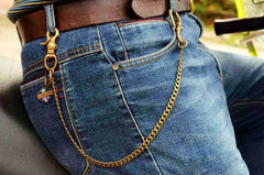 Solid Brass Cool Punk Rock Wallet Chain Biker Trucker Wallet Chain Trucker Wallet Chain for Men - imessengerbags