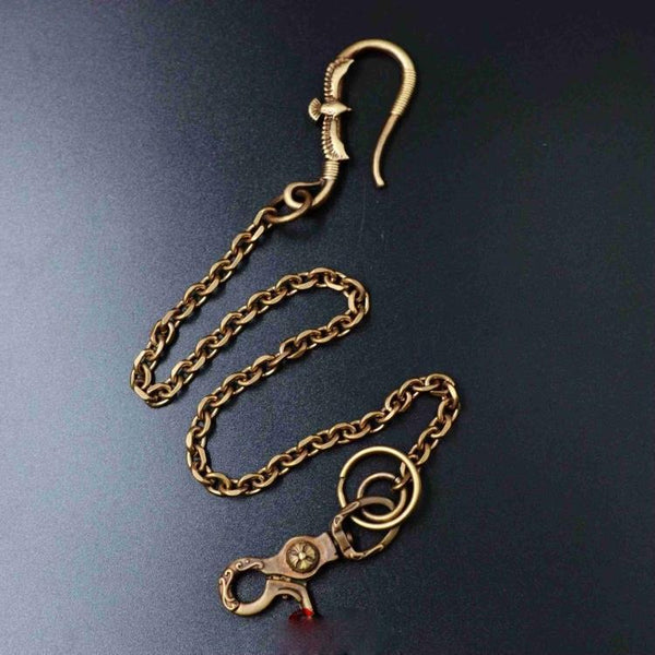 Solid Brass Cool Punk Rock Wallet Chain Biker Trucker Wallet Chain Trucker Wallet Chain for Men - imessengerbags