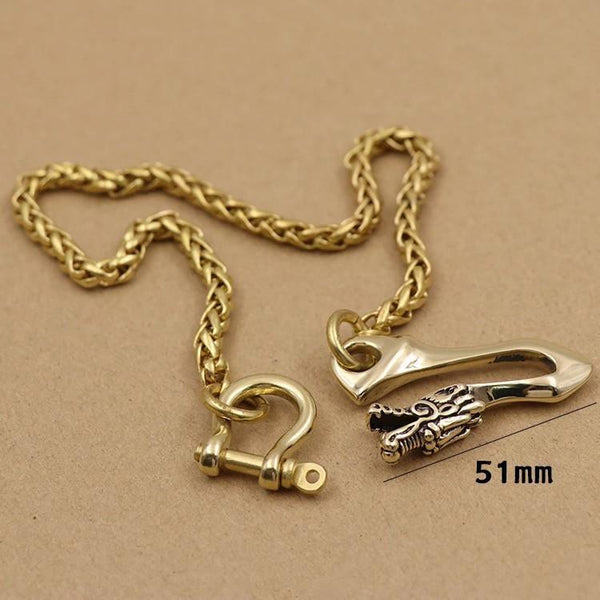 Solid Brass Cool Punk Rock Wallet Chain Biker Trucker Wallet Chain Trucker Wallet Chain for Men - imessengerbags