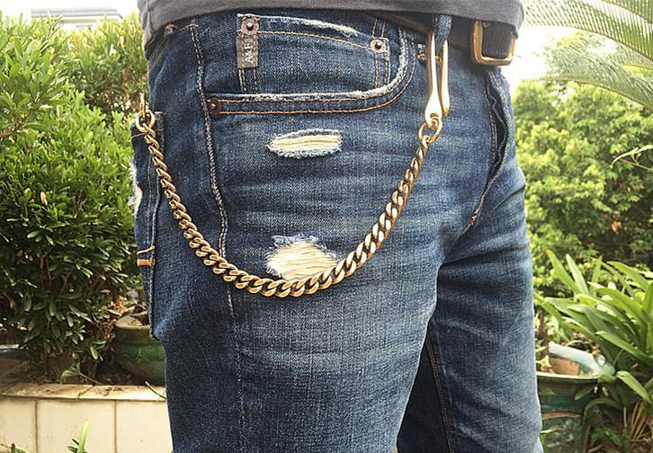 Solid Brass Cool Punk Rock Wallet Chain Biker Trucker Wallet Chain