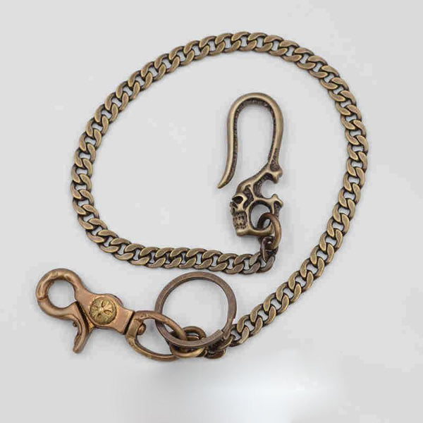 Solid Brass Cool Punk Rock Skull Wallet Chain Biker Trucker Wallet Chain Trucker Wallet Chain for Men - imessengerbags