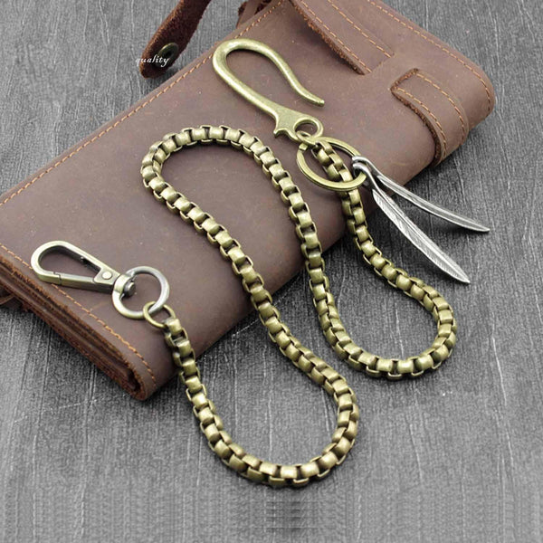 Solid Brass Hook Wallet Chain Cool Punk Rock Biker Trucker Wallet Chain Trucker Wallet Chain for Men - imessengerbags
