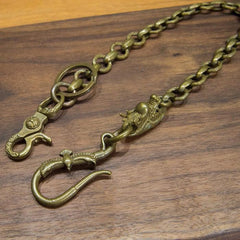 Solid Men's Handmade Pure Brass Flying Eagle Key Chain Pants Chains Biker Wallet Chain For Men - imessengerbags