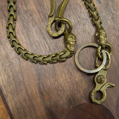 Solid Men's Handmade Pure Brass Smile Face Key Chain Pants Chains Biker Wallet Chain For Men - imessengerbags