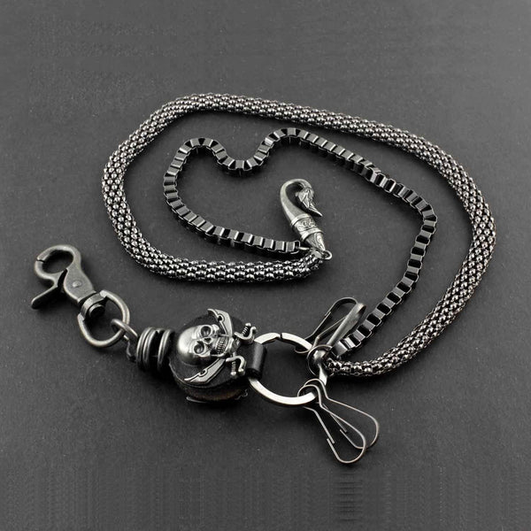 Solid Metal Leather Skull Wallet Chain Cool Punk Rock Biker Trucker Wallet Chain Trucker Wallet Chain for Men - imessengerbags