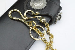 Badass Gold Brass Long Mens 18'' Biker Wallet Chain Biker Pants Chain Trucker Wallet Chain for Men - imessengerbags