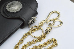 Badass Gold Brass Long Mens 18'' Biker Wallet Chain Biker Pants Chain Trucker Wallet Chain for Men - imessengerbags