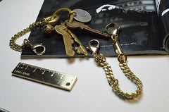 Cool Silver Brass Stainless Steel Mini Key Chain Wallet Chain Hanging Chain for Men - imessengerbags