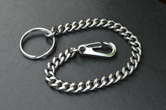 Cool Silver Brass Stainless Steel Mini Key Chain Wallet Chain Hanging Chain for Men - imessengerbags