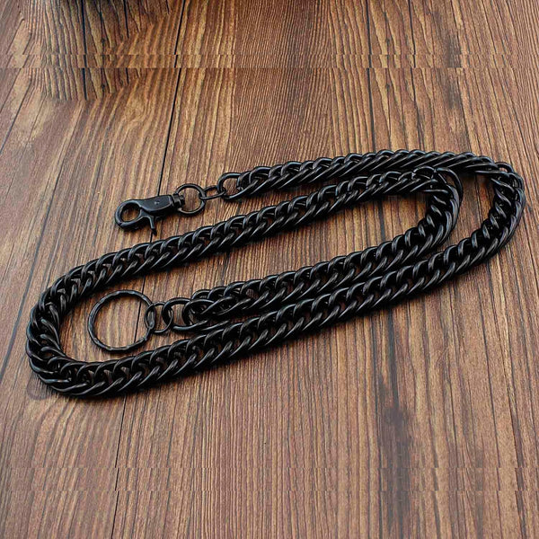 Solid Stainless Steel Black Long Wallet Chain Cool Punk Rock Biker Trucker Wallet Chain Trucker Wallet Chain for Men - imessengerbags