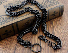 Solid Stainless Steel Black Long Wallet Chain Cool Punk Rock Biker Trucker Wallet Chain Trucker Wallet Chain for Men - imessengerbags