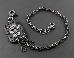 Solid Stainless Steel Chinese Dragon Wallet Chain Cool Punk Rock Biker Trucker Wallet Chain Trucker Wallet Chain for Men
